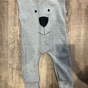 Gray Bear Face Kids One Piece